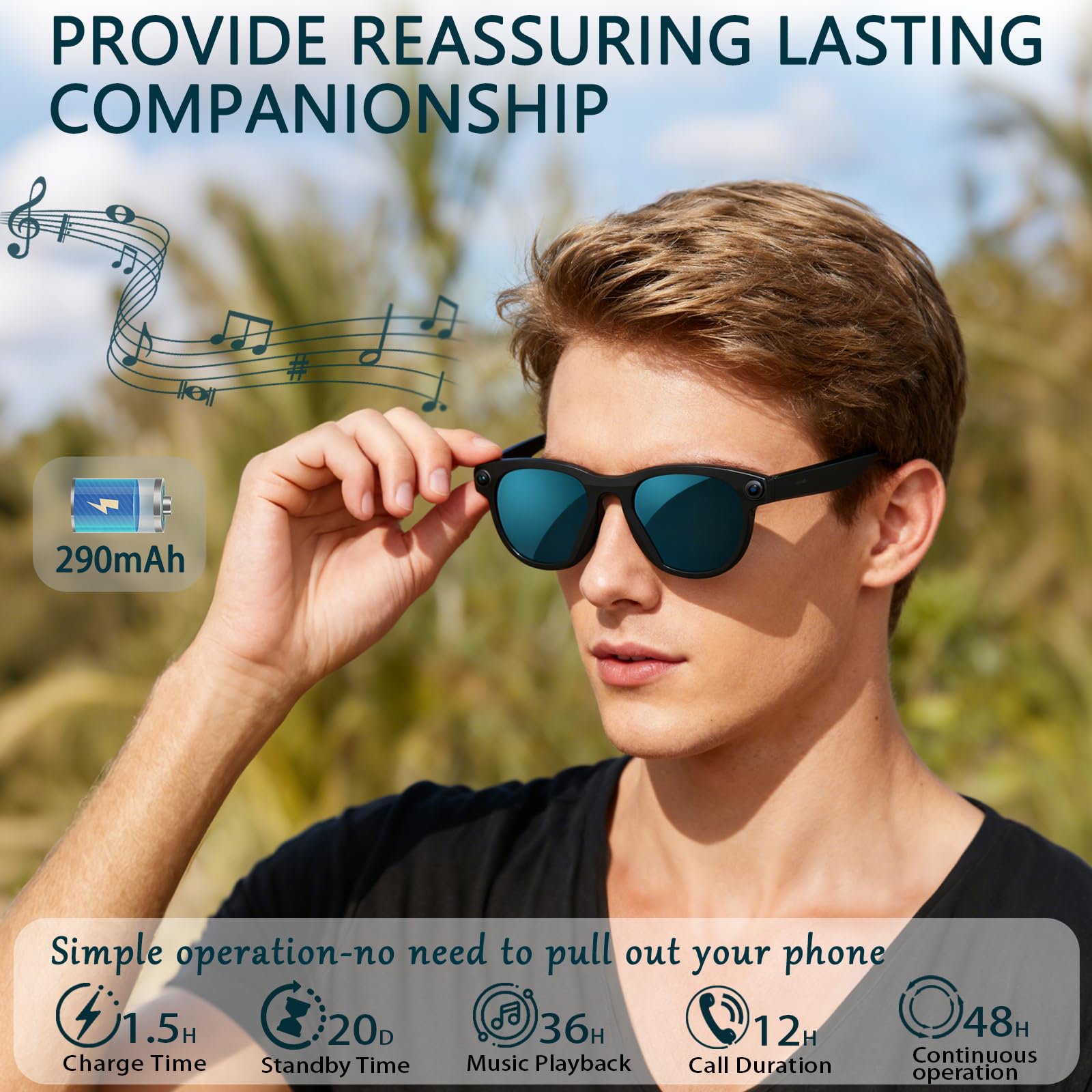 Black Smart Ai Glasses for Men - Smart Glasses Lens recensie en prijs