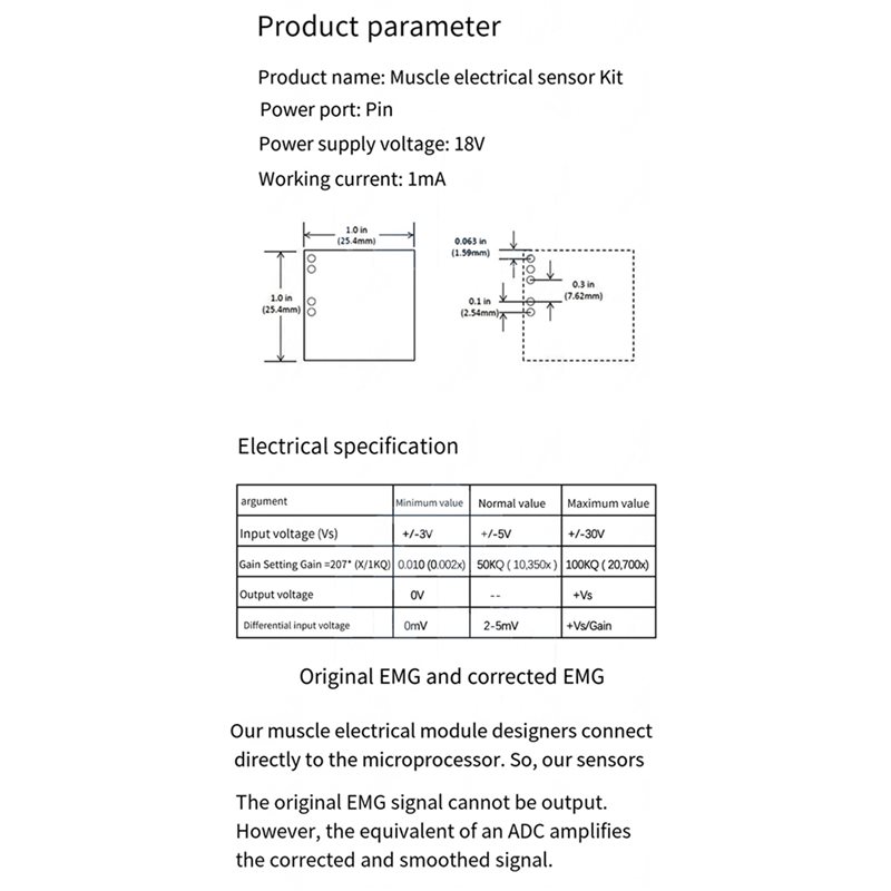 B50B-3X Muscle Electrical Sens - Muscle Sensor Emg recensie en prijs
